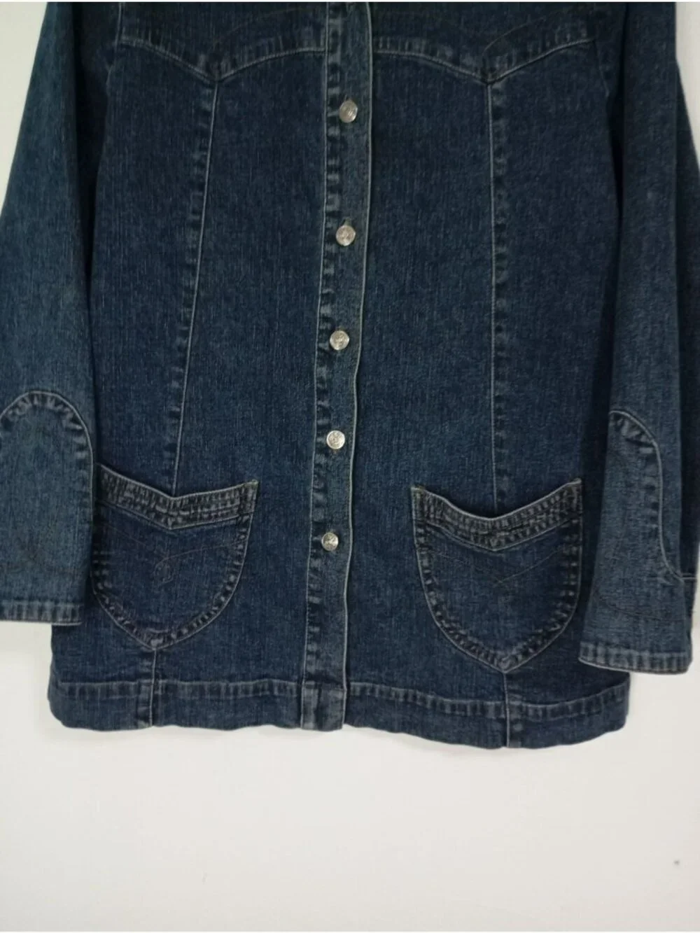 Ulla Popken Womens Denim Jacket Stand Collar Relaxed Fit Siz 12/14 Casual Style